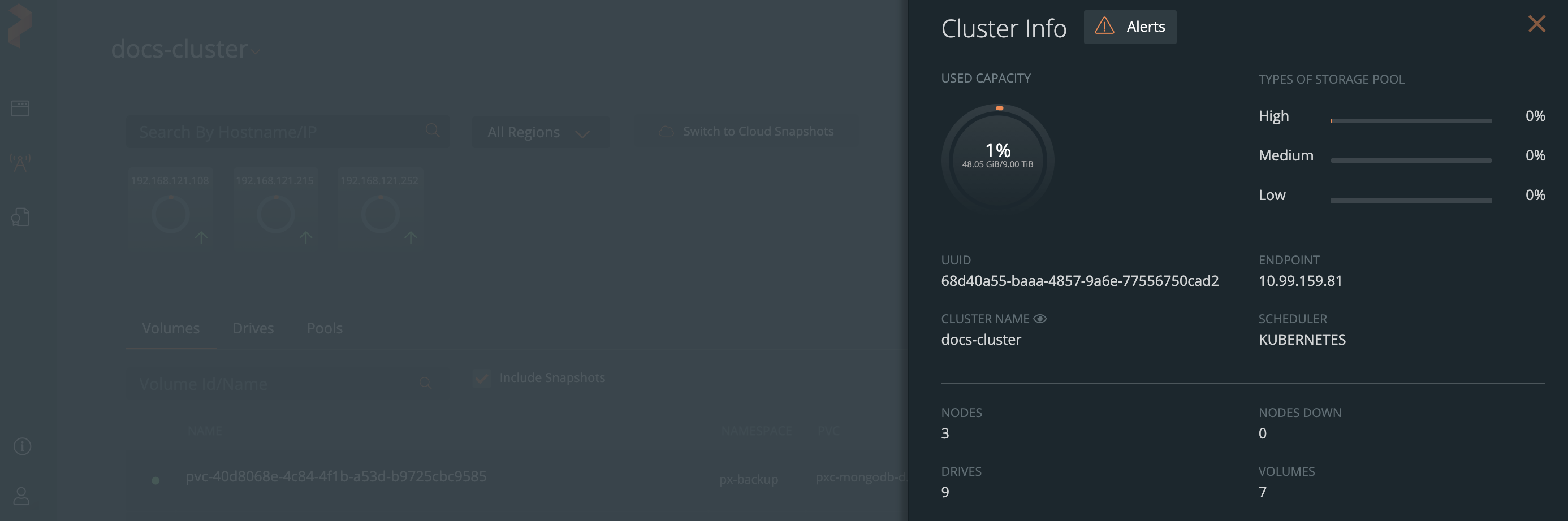 Cluster info window
