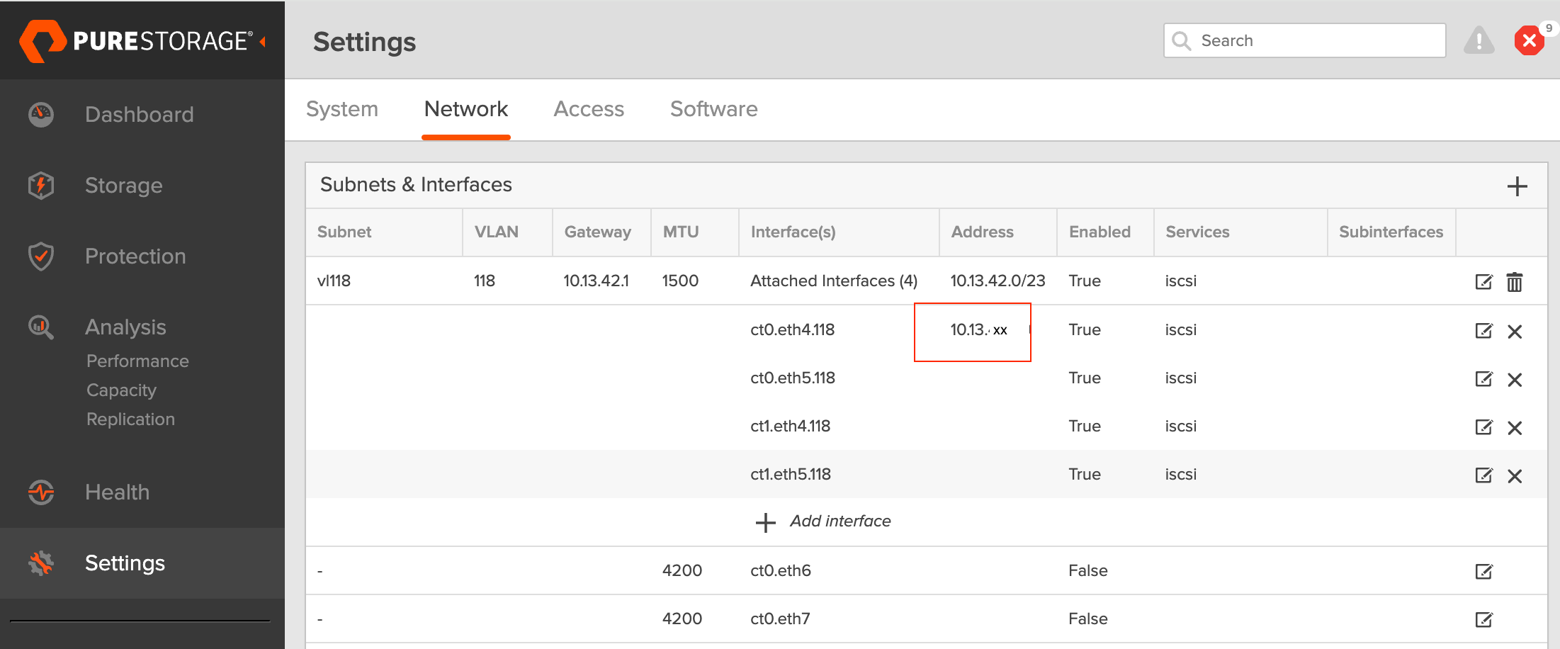 Flash Array interface