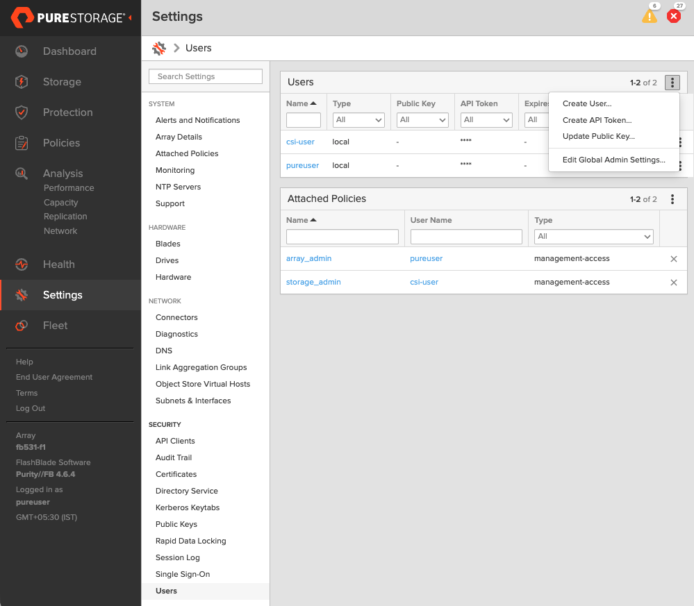FlashBlade create user