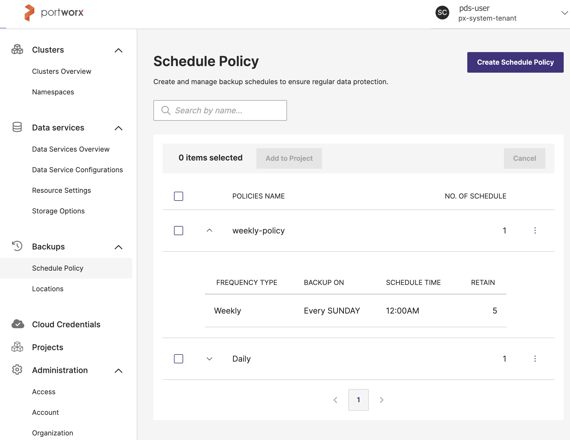 Schedule policy