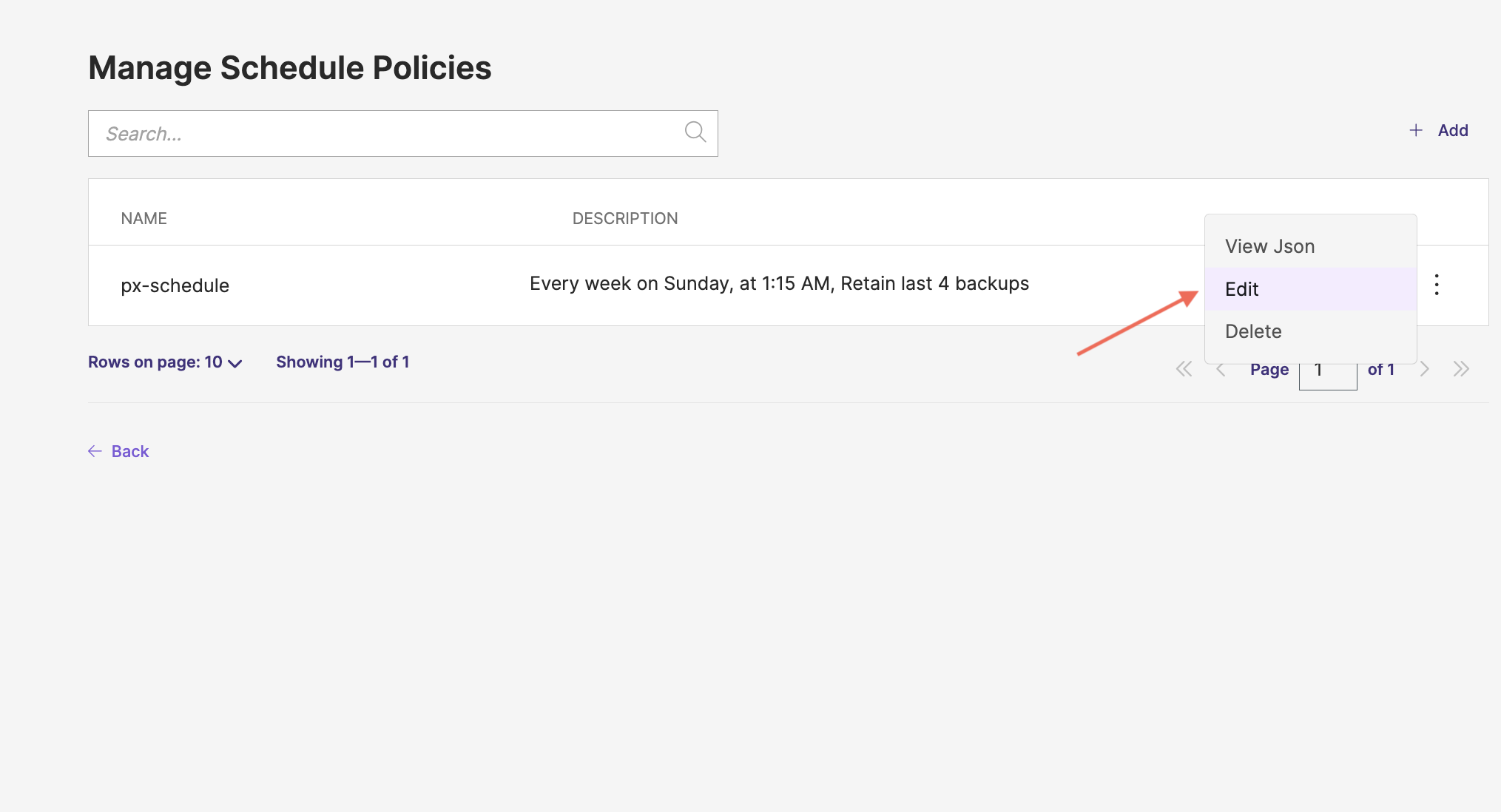 Edit schedule policy