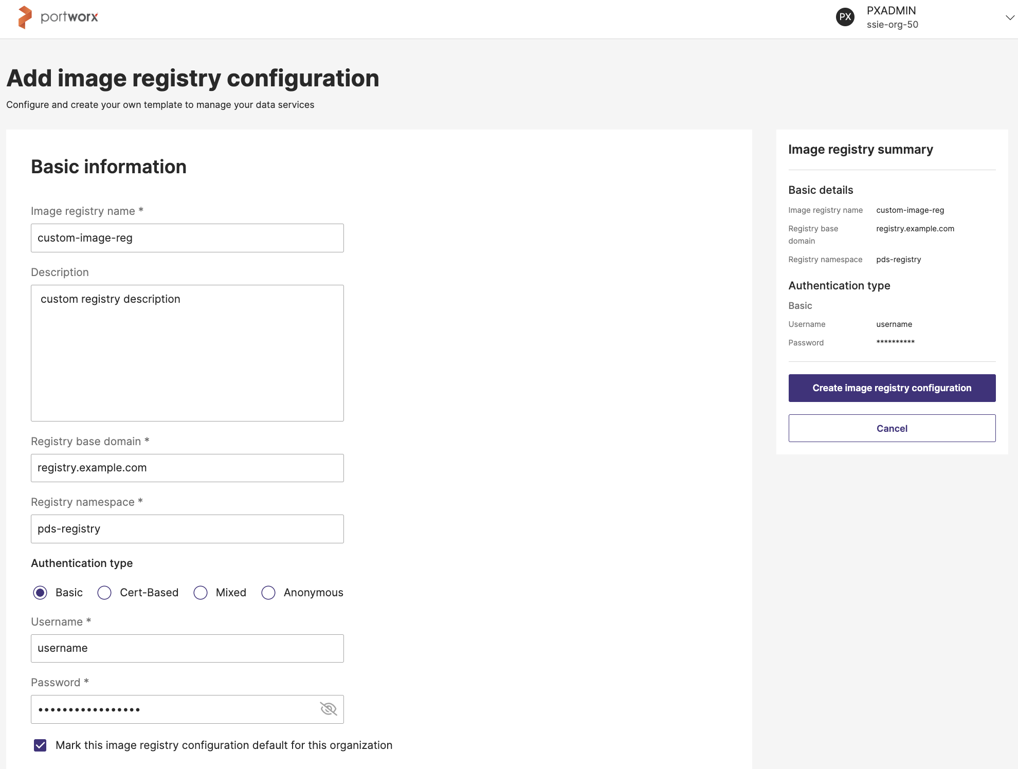 Add image registry Configuration