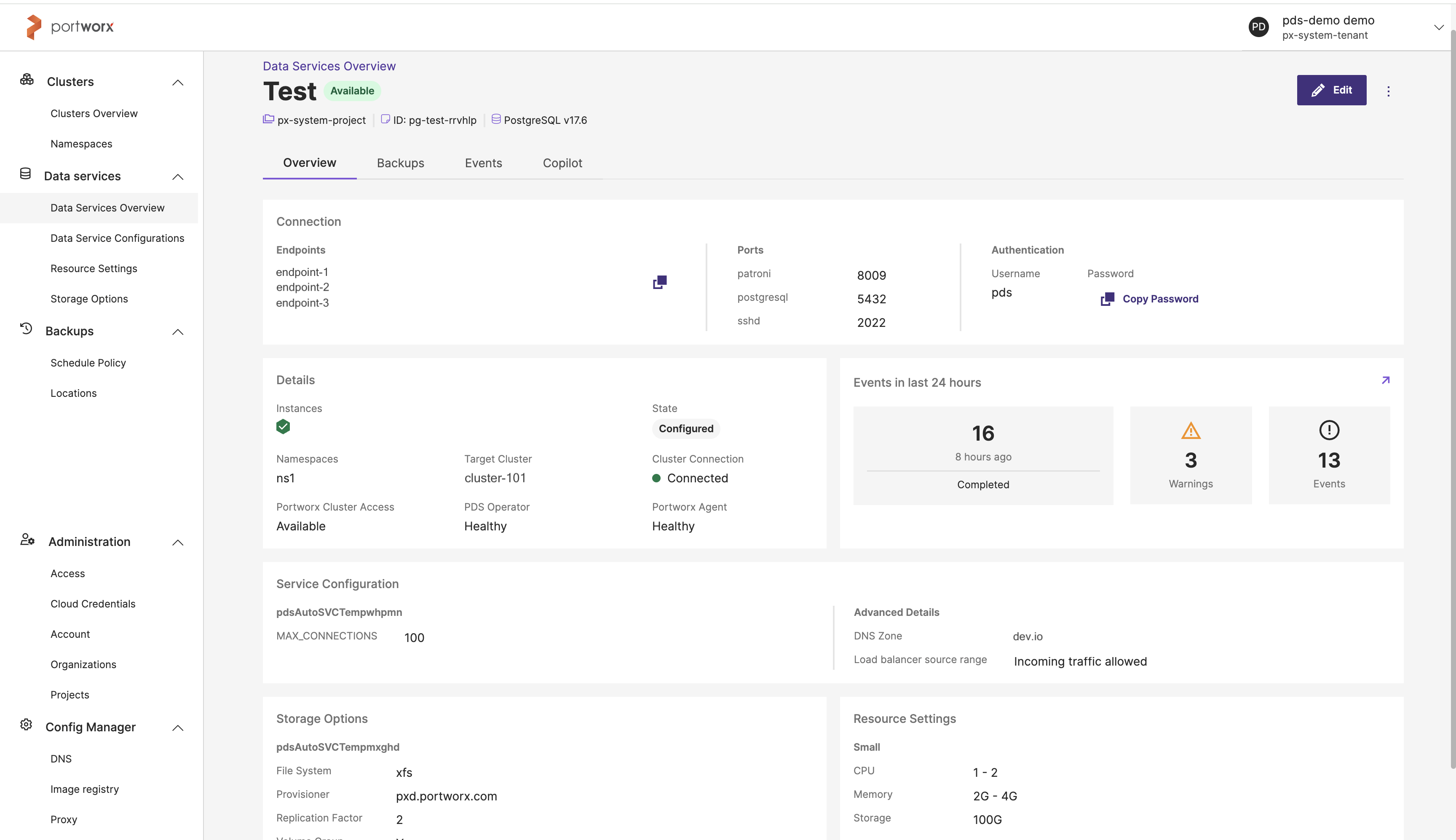 Data services details