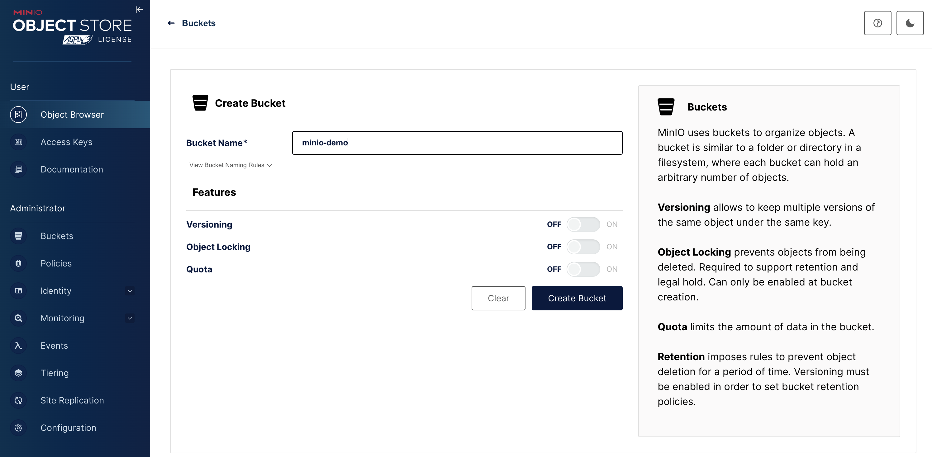 Minio Tenant Console UI2
