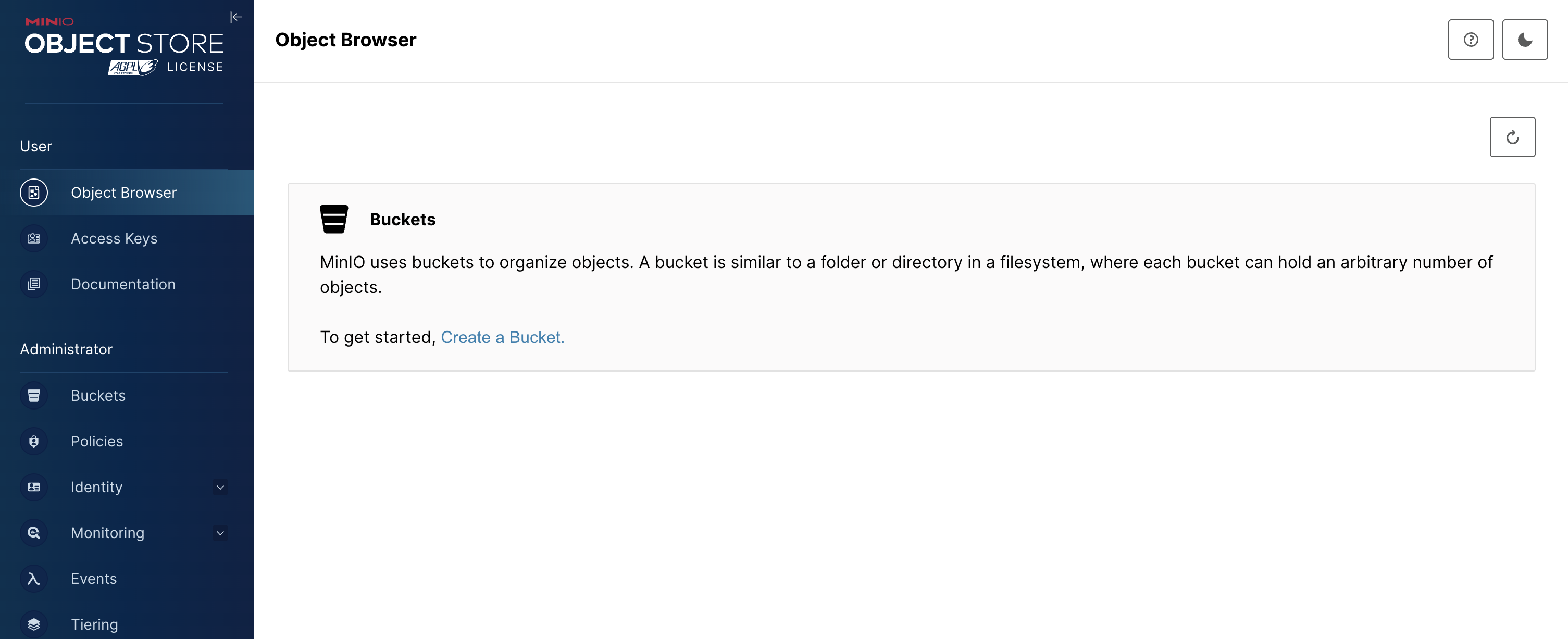 Minio Tenant Console UI